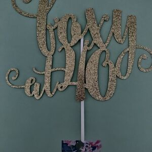 Elegant Gold 'Foxy at 40' Cake Topper